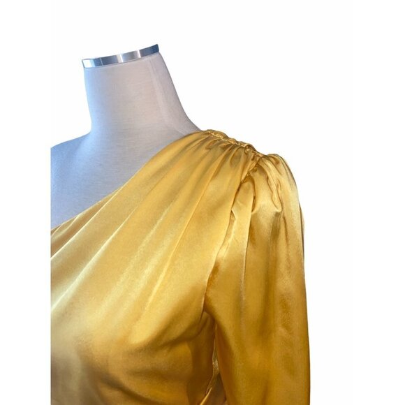 Lovers + Friends Yellow One Shoulder Ana Mini Dress New Satin Cocktail - Picture 5 of 9